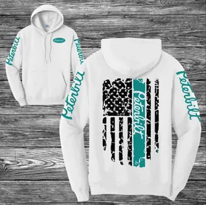 Peterbilt Teal Flag Hoodie Sweaters Casual White with Flag Design Soft Soft Stylish Day Love
