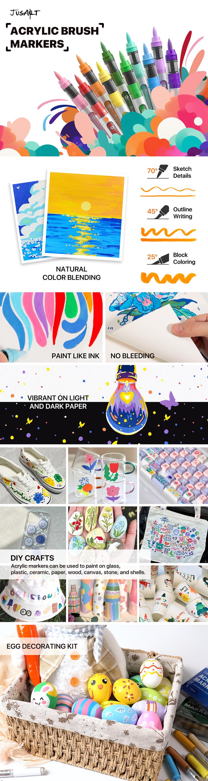 [JusArt] 72/48/36 Colors Acrylic Paint Markers Set (Painting Bag), Waterproof Flexible Tip Acrylic Markers, Premium Paint Pens for Various Surfaces, Acrylic Paint Markers, Markers for Coloring, Art Supplies, Acrylic Marker, Coloring Supplies