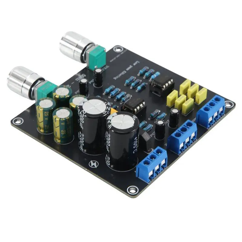 Small Animal Toy Audio Subwoofer Amplifier Low-Pass Filter Stereo Crossover Board, 59Hz-234Hz Frequency Range, AC9V-12V Power, Dual NE5532 Dual Channel, Continuously Tune Crossover Point