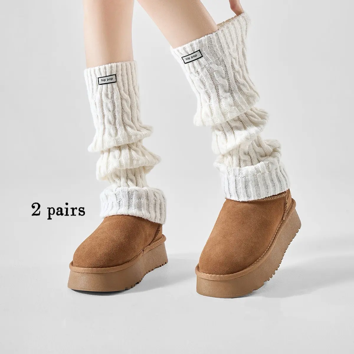 2 Pairs Women's Solid Cozy Leg Warmers, Super Soft Stay-Put Elastic, Ribbed Slouch Design, Ankle Warmers for Yoga Dance Sports Gym, Fall Winter Fashion Accessory for Daily Wear
