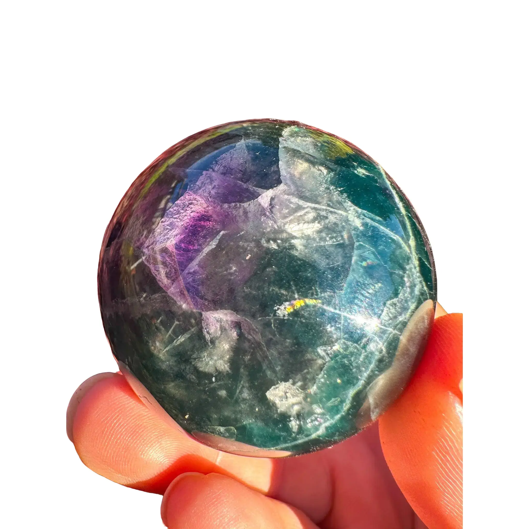 Beautiful Rainbow Fluorite Sphere - Natural Crystal Ball for Decoration