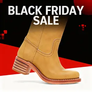 Women's Banana Mid Calf Boots Chunky Heel Western Square Toe Ladies Comfortable Riding Fall Casual Biker Footwear Brown Walking Shoes Girl11