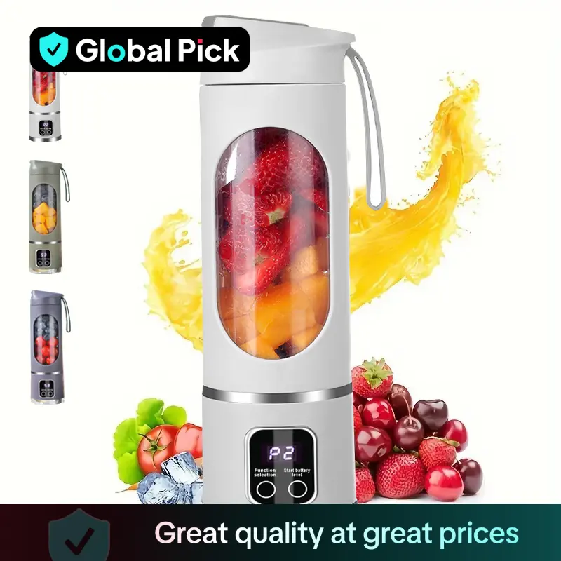 Portable 15.22 Oz USB Rechargeable Blender with LED Display, Durable Abs Material, Perfect for Smoothies & Juices, Home Kitchen Essential