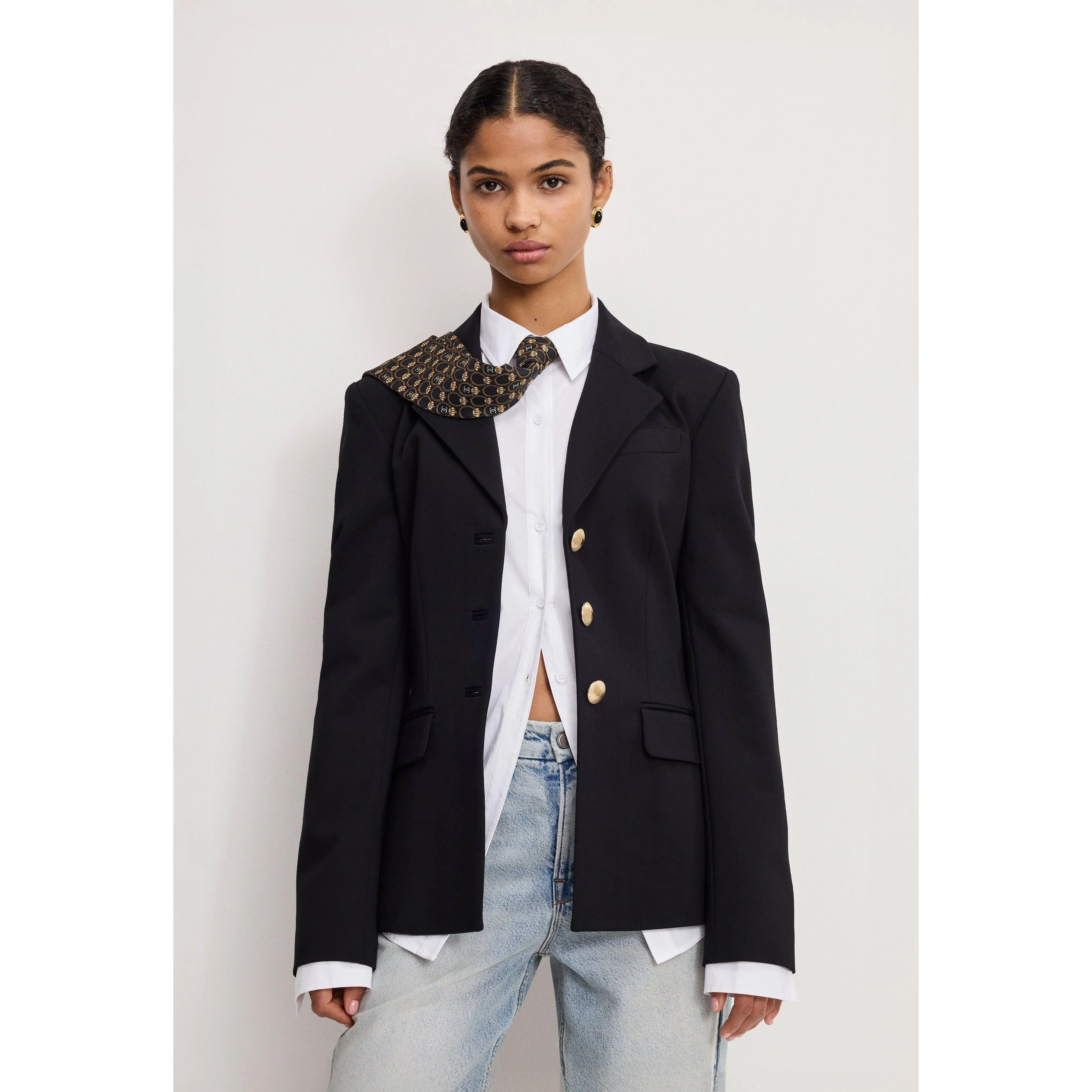 SOFT STRETCH PONTE CLASSIC BLAZER | BLACK001