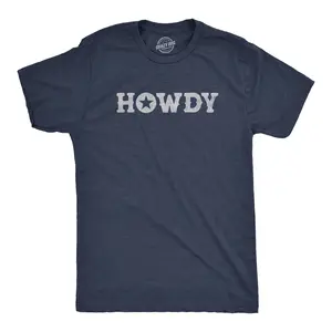Mens Howdy T Shirt Funny Western Cowboy Greeting Tee for Guys Mens Funny T Shirts Cool Vintage Fashion T-Shirt Gift Classic Menswear Funny Sarcastic Short Sleeve Novelty Tees for Guys Navy -