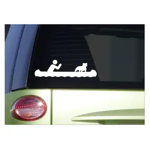 Canoe with Pitbull *J003* 8 inch dog sticker decal