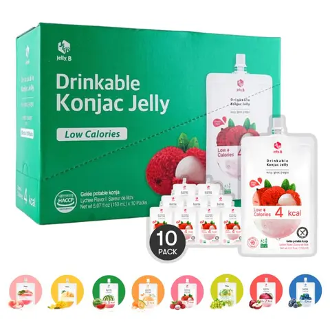 JELLY B Drinkable Konjac Jelly Lychee Flavor 10 Packs of 150ml  Korean Snack