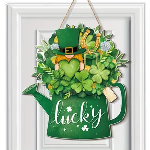 St Patrick's Day Wooden Sign, Happy St Patricks Clover Wall Decor, Irish Blessing Lucky Charm, Home Office Decoration, Indoor Outdoor Use, Heart Plaque