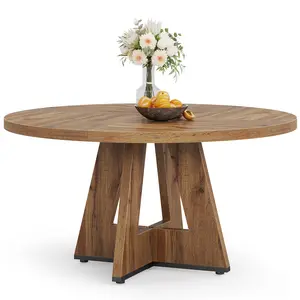 LITTLE TREE 47 Inch Round Dining Table for 4, Wood Kitchen Dinning Table for Dining Room Kitchen Living Room (Only Table)