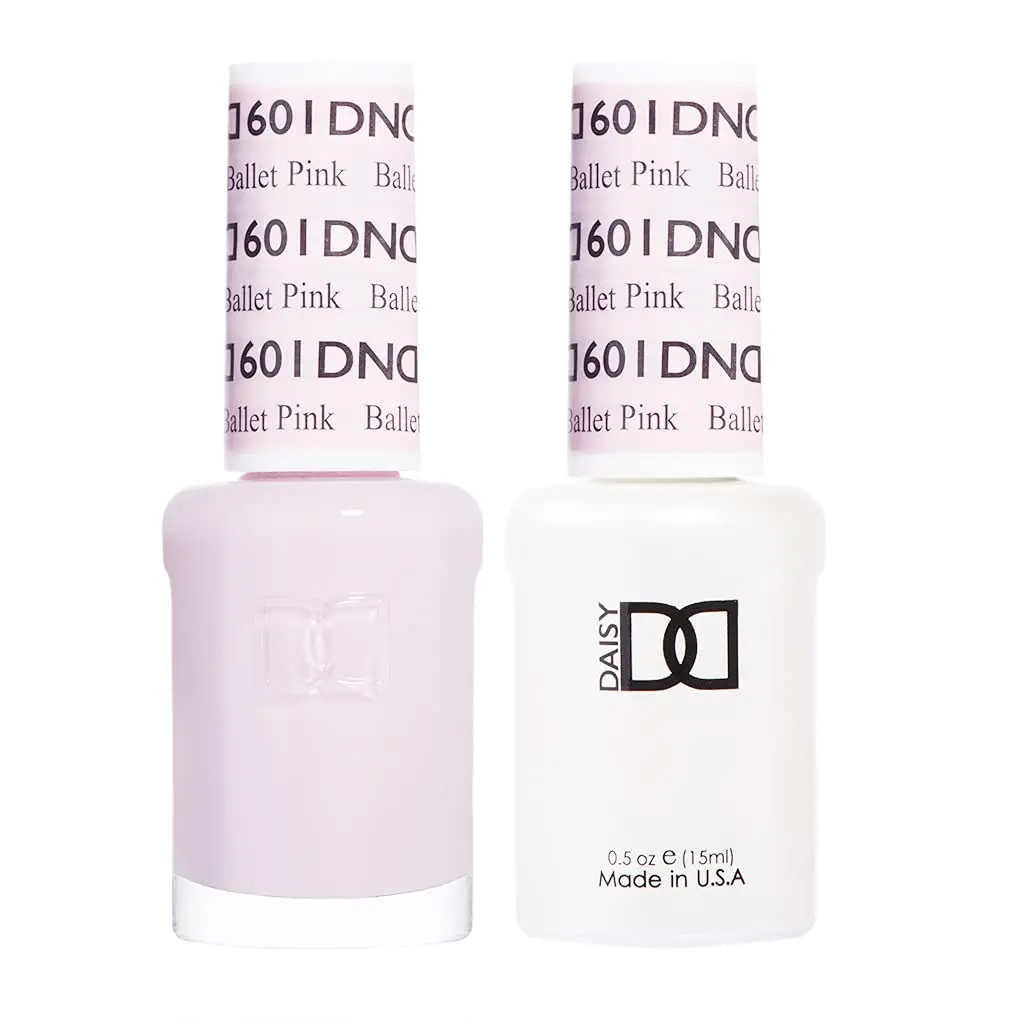 DND Gel Nail Polish Duo Set, 601 Pastel Ballet Pink - Professional Grade Lacquer for Manicures & Art, 0.5 oz, Daisy Brand