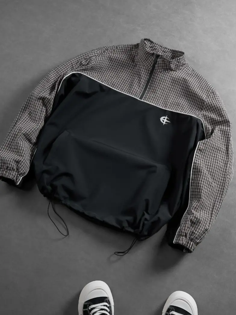 Men's Lightweight Windproof Hooded Rain Jacket, Water Resistant Zip Front Track Jacket, Breathable Black Outdoor Running Coat with Adjustable Hood, Casual Bomber Style Jacket for Travel & Hiking