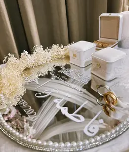 Engagement Ring Tray for Bride & Groom - Elegant Floral Design with Accessories for Proposals and Weddings - Luxury Display Set