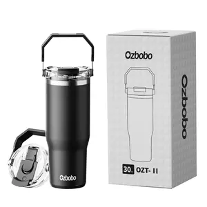 Ozbobo 30oz Leak Proof Stainless steel Tumbler with Handle,Tumbler With Straw and Lid, Water Bottle With Two in One BPA-Free Lid