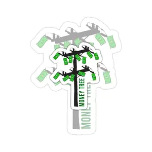 Money Tree Pole Stickers, Vinyl Decal Lineman Stickers, Hard Hat Sticker, Foreman Welding Welder Decal Hard Hat Decal