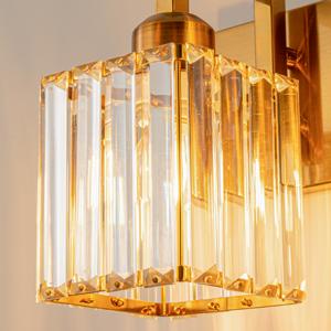 Modern Bathroom Vanity Light 2-Lights Gold Crystal Wall Lamp Bathroom Modern Crystal Vanity Lighting