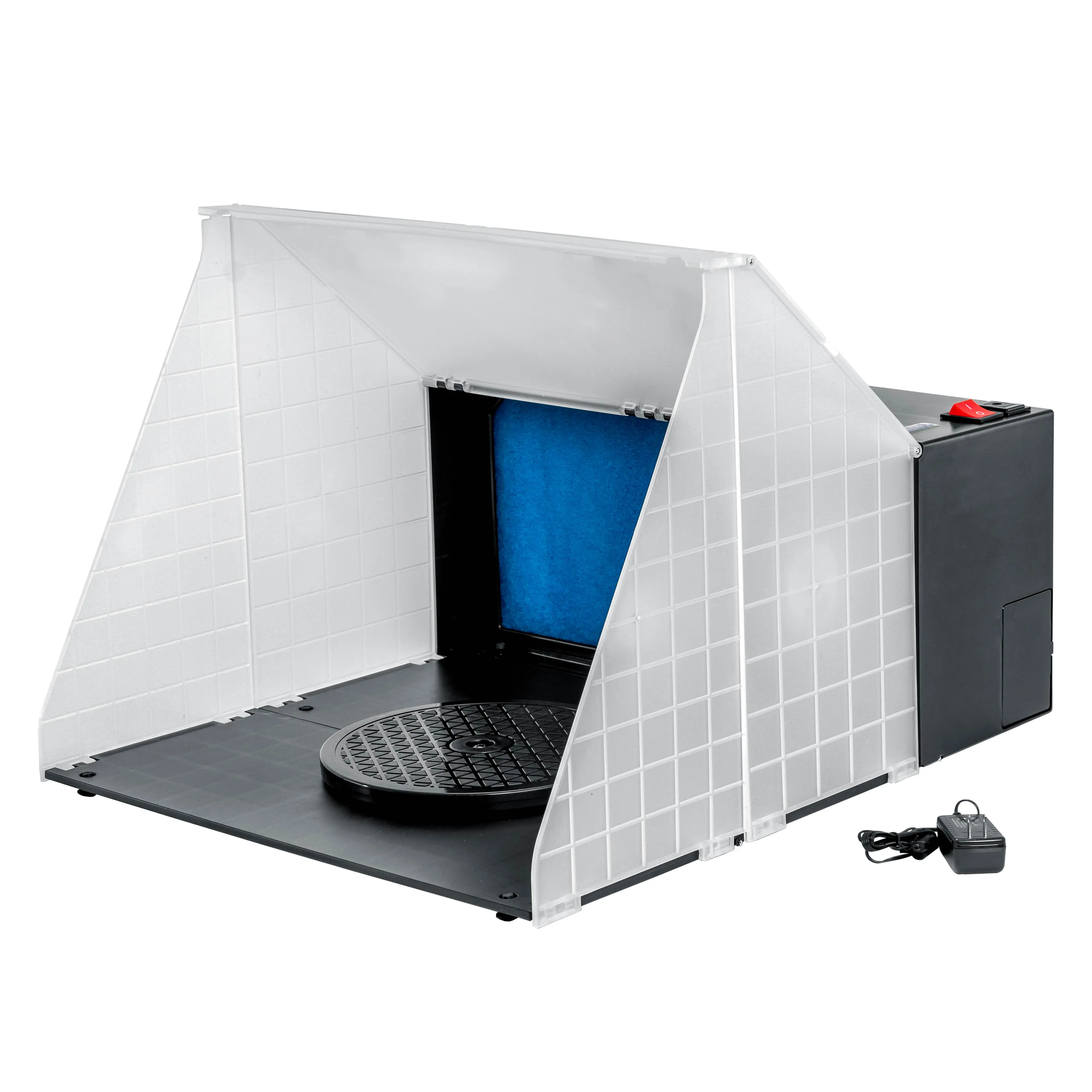 Master Airbrush Portable Airbrush Spray Booth Kit with 25W Fan, Turntable & Extension Hose, 16.5"x19"x13.5" Hobby Airbrush Booth for Painting