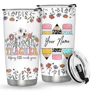 1pc Personalized Teacher Tumbler with Custom Name/Text - Double-Wall Vacuum Insulated Leakproof, Stainless Cup with Name Label - Teacher Appreciation, Birthday & Graduation Gifts Suitable for Teachers, Students, Staff