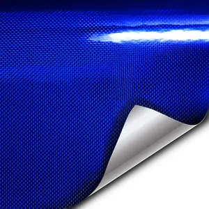 + Holographic Chrome Weave Carbon High-Gloss Vinyl  Wrap (1ft x 5ft, Blue)