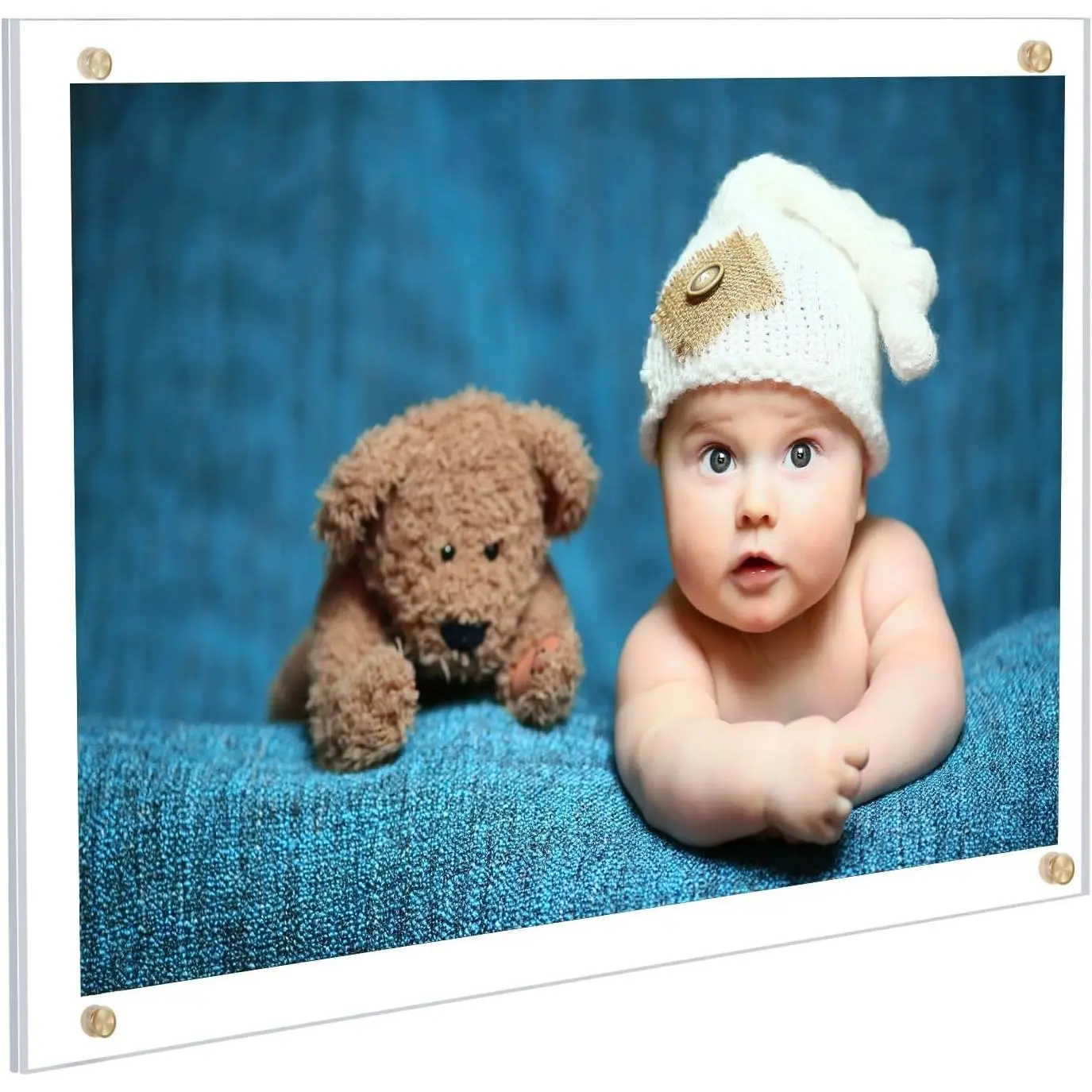 8x10 Picture Frame Wall Mount Self Adhesive, Clear  No Drill Floating Frameless Poster Frame for Office Photo Canvas Document Gallery, Full Frame Size 10x11