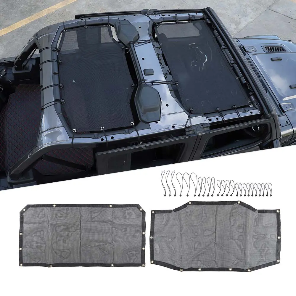 Full Coverage Mesh Sun Shade Top for 2018+ Jeep Wrangler JL Unlimited 4-Door, UV Protection, Breathable, Easy Installation, Car Window Sun Shade, Windshield Cover, Father's Day Gift for Jeep Owners, Sun Shade For Car Window, Windshield Shade Cover