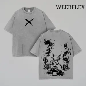 Bakugo Tee – My Hero Academia Vintage Washed Heavyweight Oversized T-Shirt, Anime Manga Graphic Top, Unisex Streetwear Fashion, Retro 90s Otaku Merch