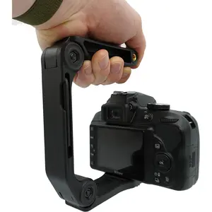 Handheld Camera Stabilizer Grip - Universal U-Shaped Handle Works with DSLR, Mirrorless, & Video Cameras with 1/4"-20 Threaded Insert - Foldable Design with Extra Mounting Holes for Accessories