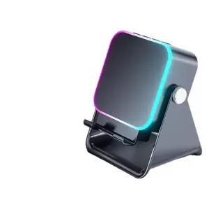 Wireless Induction Audio Speaker Stand,5in1 Cellphone Holder,360° Adjustable Mobile Tablet Stand with Colorful Ambient Light Gifts for Men Women