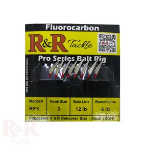 RF Pro Series Fluorocarbon Bait Rigs - 8 hooks with fish skin & red heads