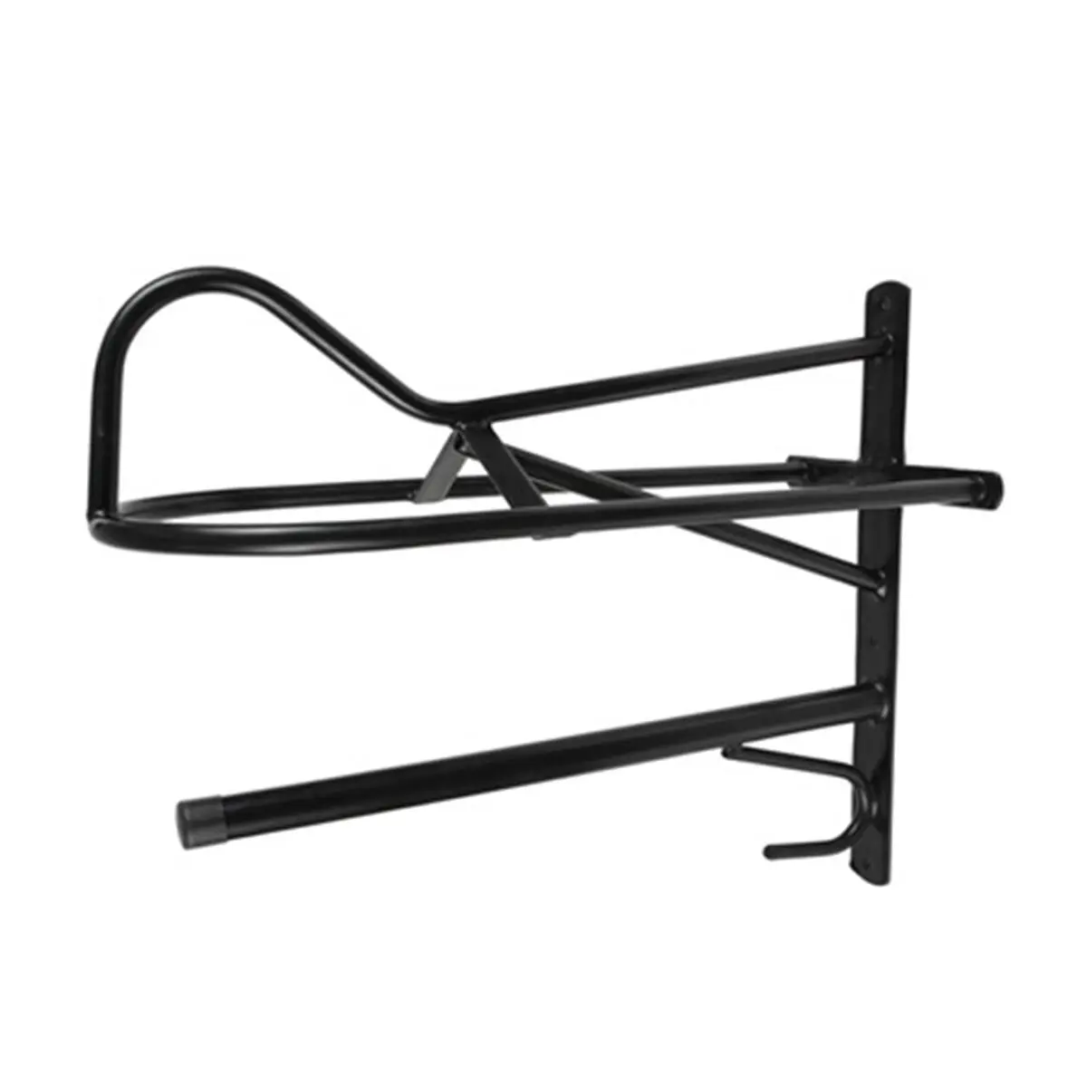 212 MAIN Vinyl-Coated Steel Wall Mount Saddle Rack, Equestrian Tack Organizer with Integrated Pad Bar, Includes Pads, Saddle Capacity