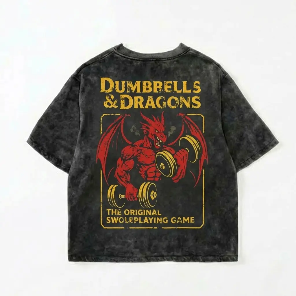 Dumbbells & Dragons Acid Wash T-Shirt, Gym DnD Workout Tee, Fantasy Dragon Lifting Shirt, Vintage Fitness Graphic Tee, RPG Gamer Gift, Bodybuilding Gym Top, Nerd Workout Apparel, Unisex Tank Top, Swole DND Shirt, Funny Gym Tee