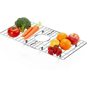 24" x 12" Stainless Steel Sink Protector - Large Sink Rack for Bottom of Sink Kitchen Grid Centered Drain