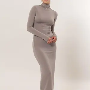 Women's Casual Turtleneck Bodycon Maxi Dress - Womenswear