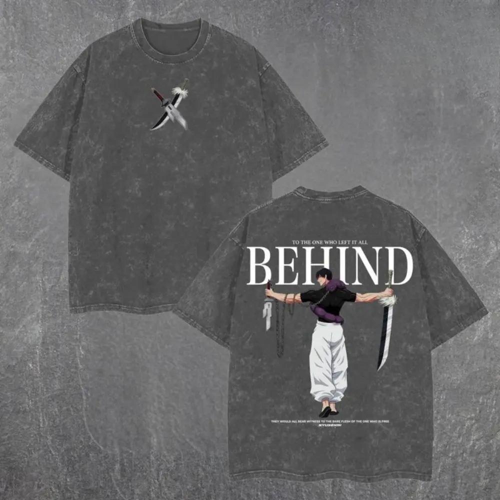 Retro Heavy Limited Toji X The one who left it all behind - Jujutsu Kaisen Anime Double Printed Vintage Oversized Washed Tee Unisex Oversize Anime Manga Washed Heavyweight Cotton T-shirt, Gift For Anime Fan, Anime Lover Jujutsu Kaisen anime merchandise