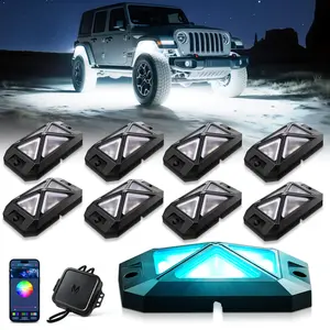 MICTUNING C4 360° Ultra-bright 4-Sided Wide Angle RGBW LED Rock Lights, Microphone Sync with APP Control, 8-16 Pods Lightbar