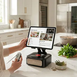 Portable Power Mobile Tablet Stand with Colorful Ambient Light Gifts for Friend Family Wireless Bluetooth-compatible Speaker with LED Rotating Stand Surround Sound Charging Portable Desktop Holder Home Shower Outdoor Travel Gift Wireless Induction Speaker