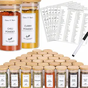 192pcs Kitchen Food Label Set Spice Jar Labels Glass Bottle Stickers White Food Classification Stickers for Bottles Not Included