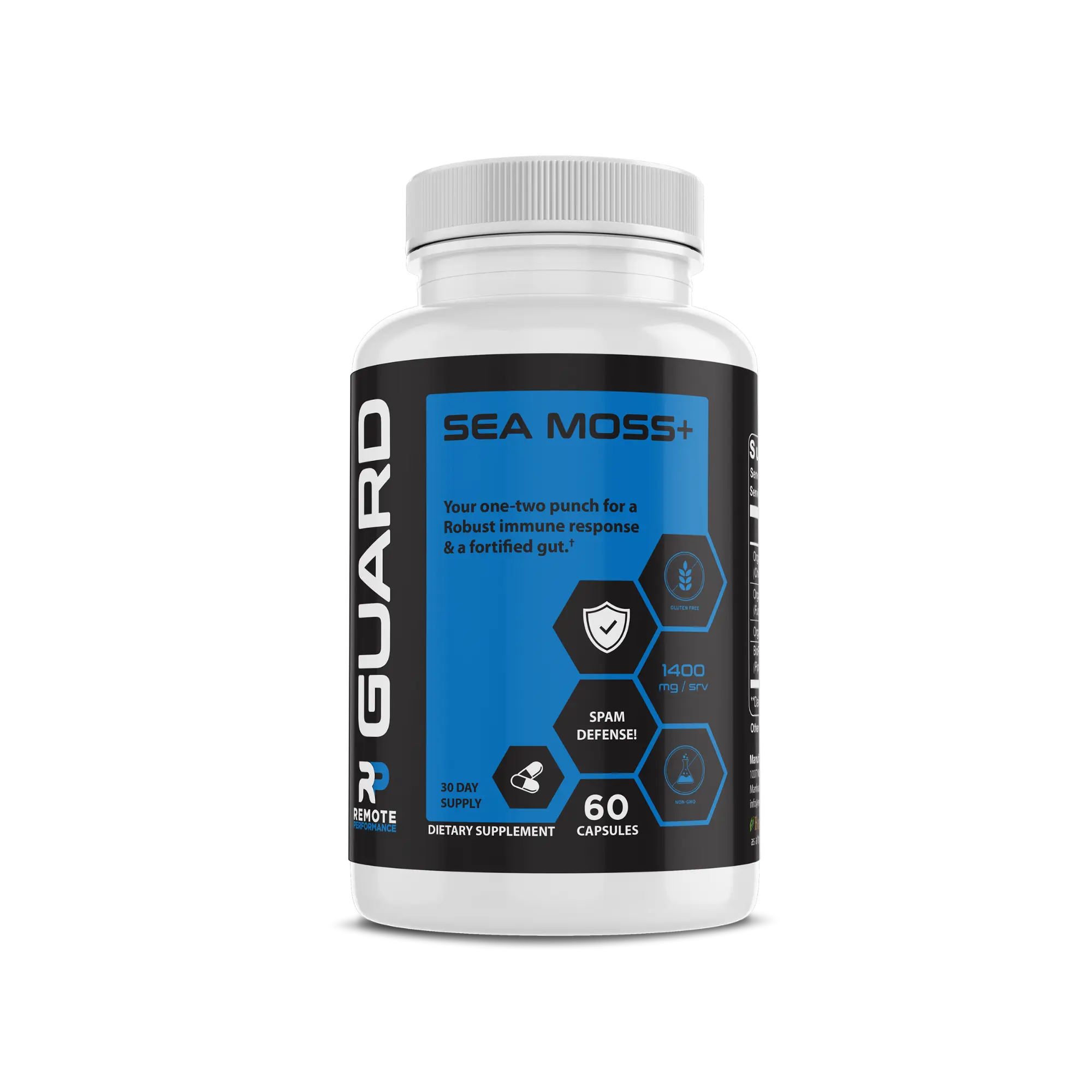 GUARD Sea Moss+ 60 Capsules - Organic Sea Moss, Bladderwrack, Burdock & BioPerine Supplement for Immune Support, Thyroid Health & Gut Wellness - Fitness, Healthcare