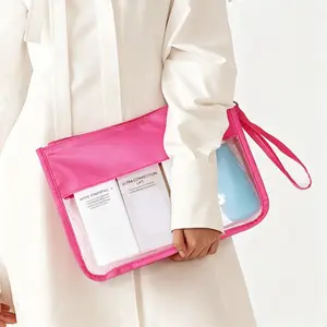 Cosmetic Bag, Simple Solid Color, Large Capacity, Waterproof, Zipper Design, for Travel & Daily Makeup Storage, Casual Style