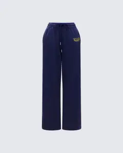 Kamilah Blue Acid Wash Wide Leg Sweat Pant