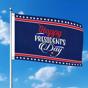 1pc Patriotic President's Day Decoration 3x5 FT, Red White Blue Text Single-Sided Flag with Two Holes for Easy Hanging, Outdoor Yard Banner for Festival Celebrations