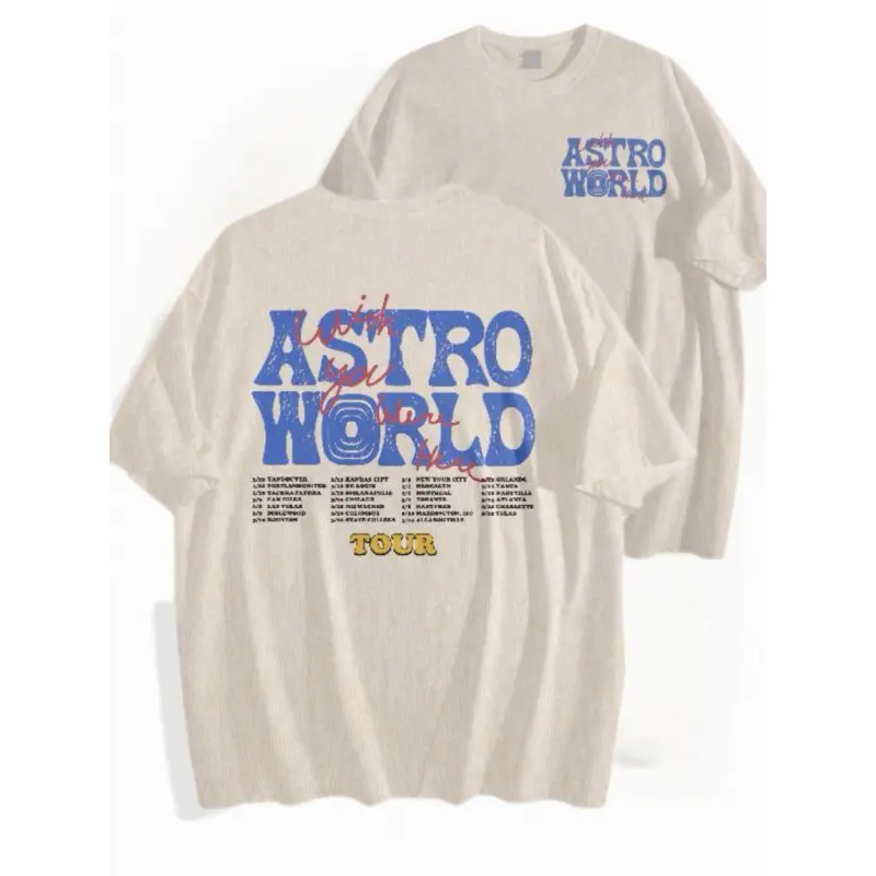 Old Soul Tees Blue Astroworld Double Sides Front And Back Premium T-Shirt Cotton Unisex Rap Tee Music Tour Merch Gift