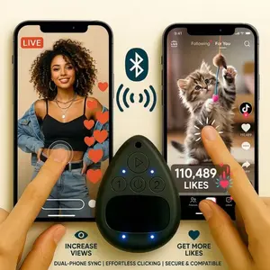 Bluetooth Wireless Auto Clicker for Smartphone, Portable Screen Tapper with Built-in Battery for Hands-Free Use, Quiet Adjustable Finger Tapping Device for Live Streaming, Game Grinding & Reward Tasks