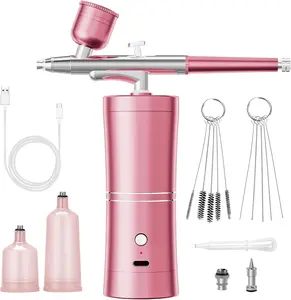 Portable Airbrush Kit With Compressor for Nails High Pressure Mini Air Brush Machine Handheld Pink Nail Airbrush Compressor Set