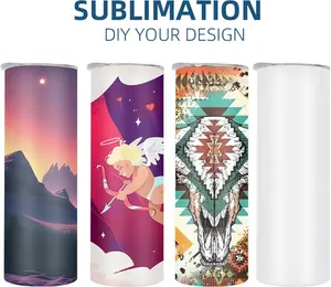 AGH 25pcs 20oz Insulated Stainless Steel Sublimation Tumblers Flat Edge Matte White Blanks for Heat Transfer Printing Water Bottles Flasks Bottled