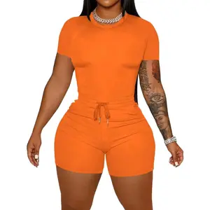 Sports & Outdoors Sports & Outdoors HBQ Women's 2 Piece Outfits Summer Sweatsuits Biker Short Workout Sets