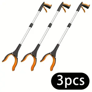 3PCS Long Handle Grabber Tool Durable Plastic Multi Functional Trash Picker Ergonomic Grip Outdoor Cleaning Tool Lawn Debris Remover