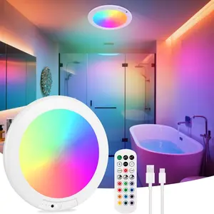 1Pcs Shower Lights for Inside Shower, Rechargeable Ceiling Light with Remote, Color Changing, Motion Sensor Battery Powered Shower Lamp for Bathroom Closet Patio