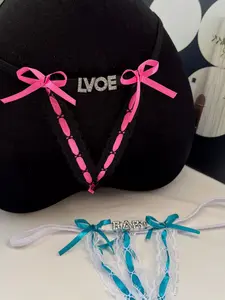 Women's Custom Rhinestone Lace Panty - DIY Letter Design for Personalized Allure Lingerie Underwear