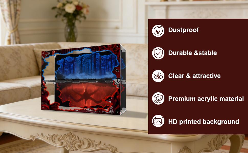 Acrylic Display Case for BrickHeadz Stranger Things 40879 & 40801 Eleven, Max, Demogorgon and Holly Figure;Mike, Dustin, Lucas and Will Figures (Set NOT Include)