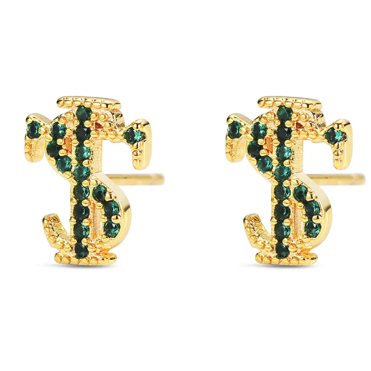 Hip-Hop Dollar Sign Stud Earrings, Unisex Retro Alloy Jewelry with Crystalline Zircon, Alternative Streetwear for Earring Stacks, Earring Stack, Hypoallergenic Earrings Set, Lightweight Fit, Anniversary, Birthday, Black And Silver Tone Earrings